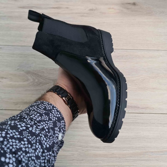 Men's Suede/Patent Leather Chelsea Boots | Pull-on | Handmade - Picture 4 of 5